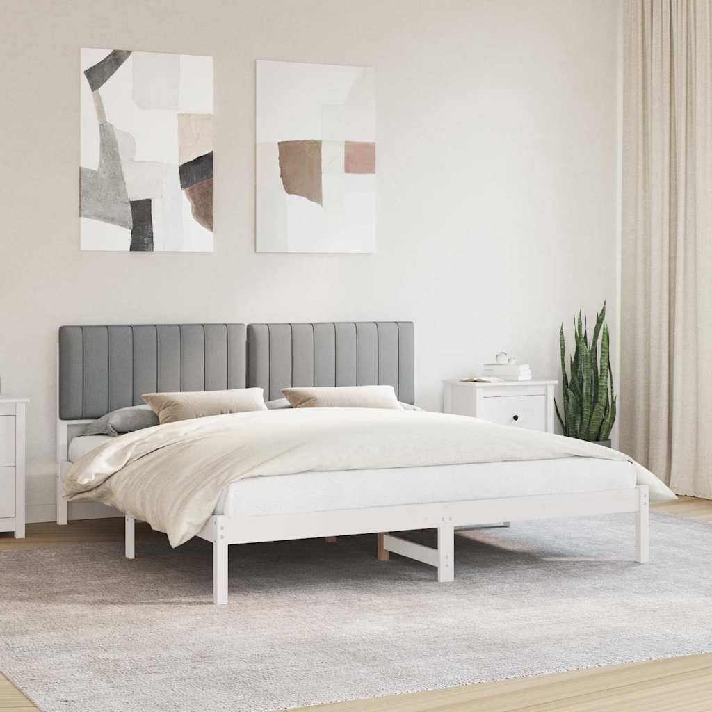JUNG Vida Bettgestell mit gepolstertem Kopfteil Hellgrau 180 x 200 cm