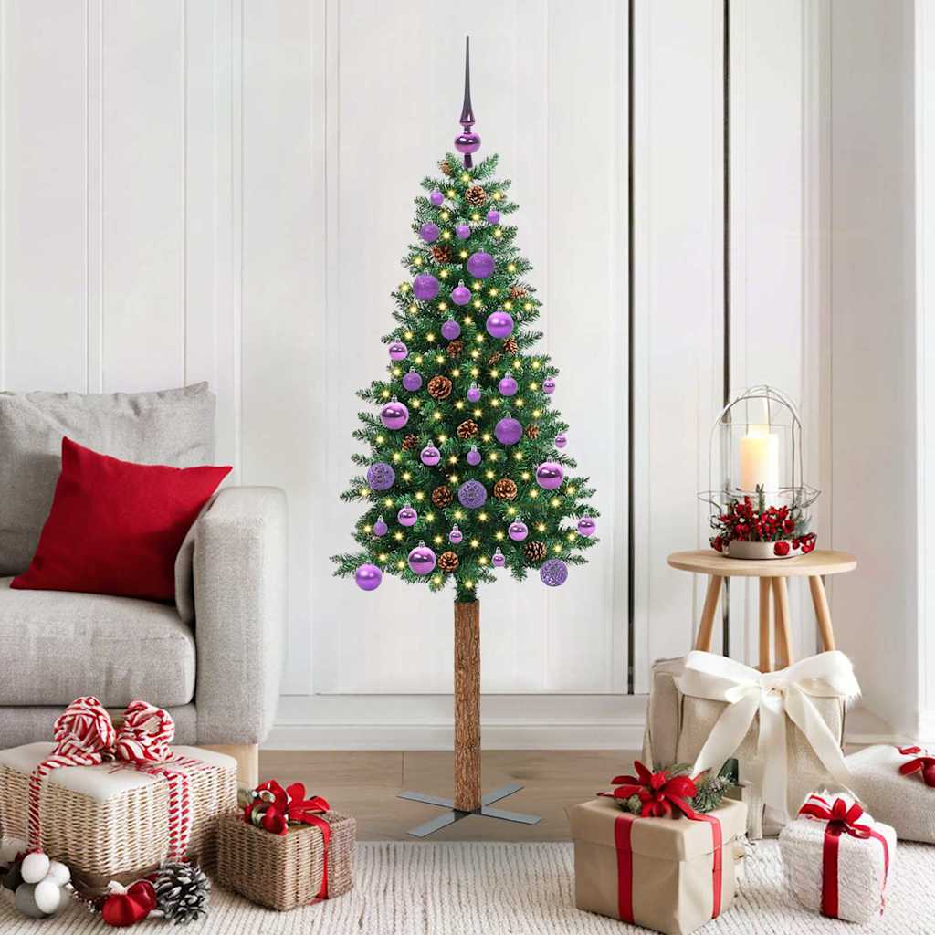 JUNG Vida Schlanker Weihnachtsbaum mit 150 LEDs mit Ständer Grün 150 cm
