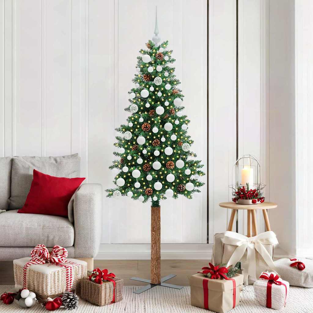 JUNG Vida Schlanker Weihnachtsbaum mit 300 LEDs mit Ständer Grün 180 cm