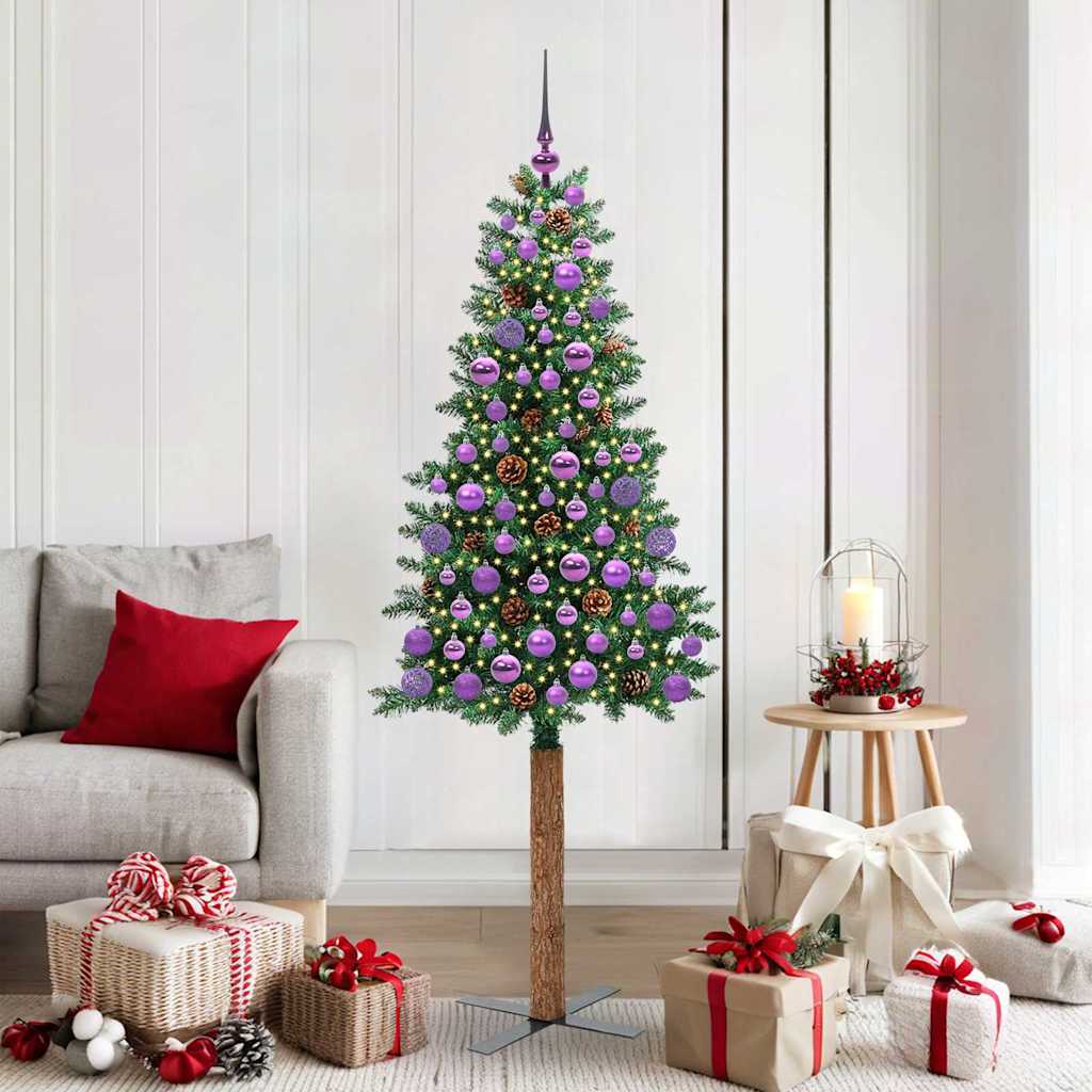 JUNG Vida Schlanker Weihnachtsbaum mit 300 LEDs mit Ständer Grün 180 cm
