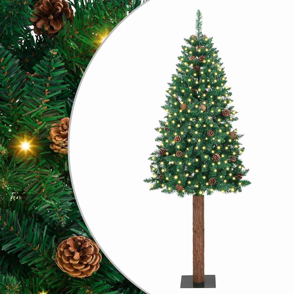 JUNG Vida Schlanker Weihnachtsbaum mit 300 LEDs mit Ständer Grün 210 cm