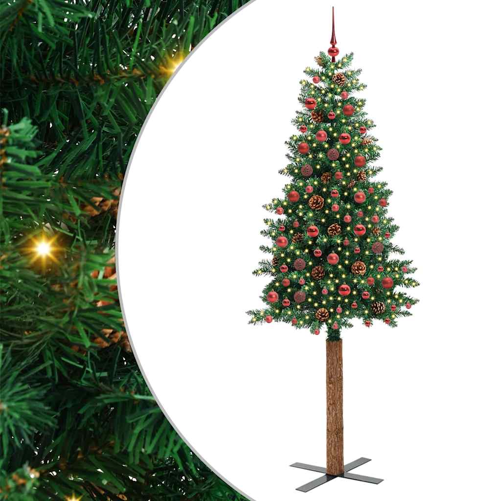 JUNG Vida Schlanker Weihnachtsbaum mit 300 LEDs mit Ständer Grün 210 cm