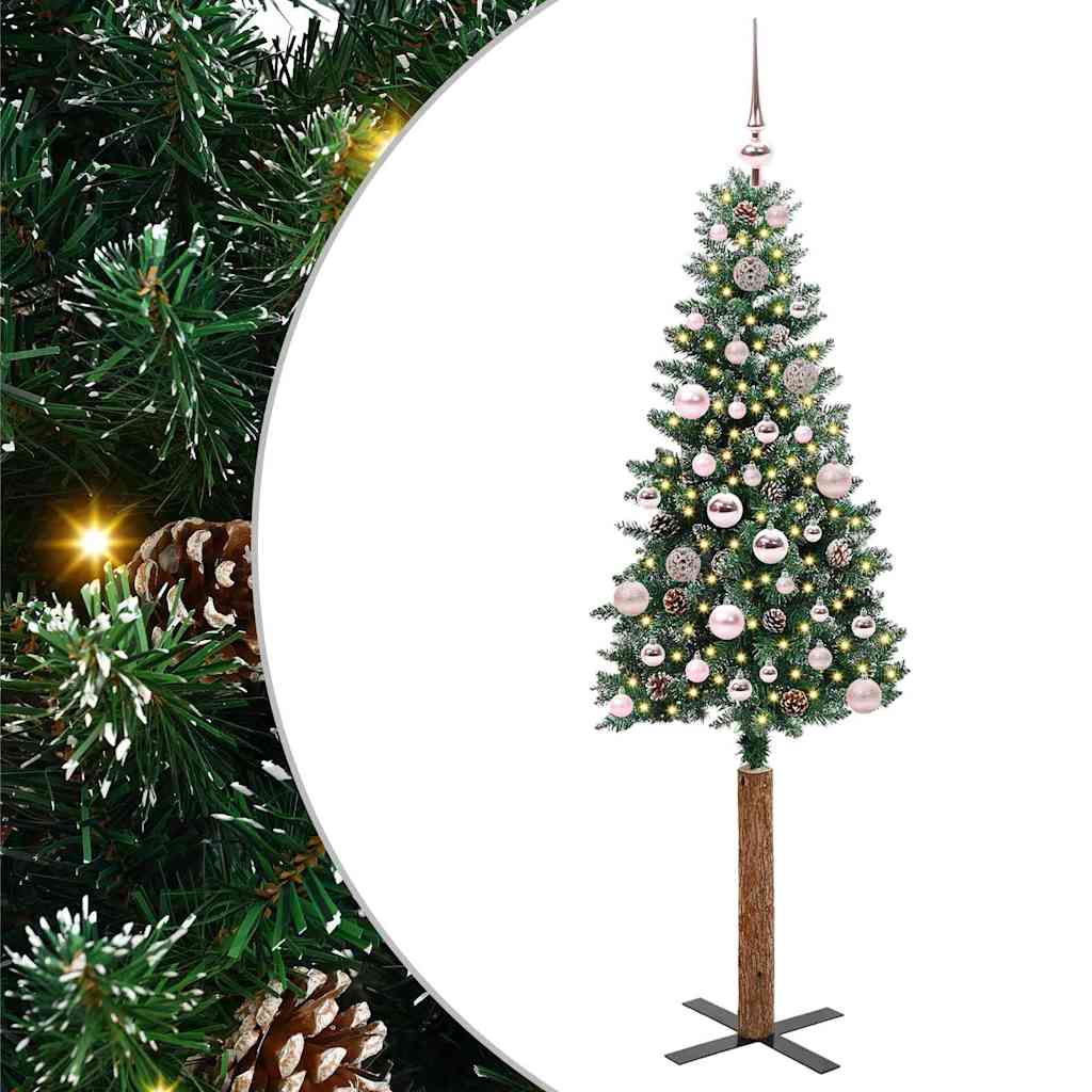JUNG Vida Schlanker Weihnachtsbaum mit 150 LEDs mit Ständer Grün 150 cm