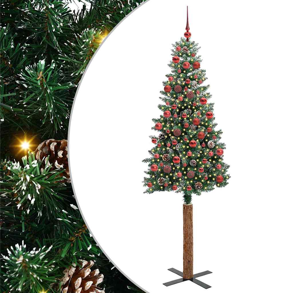 JUNG Vida Schlanker Weihnachtsbaum mit 300 LEDs mit Ständer Grün 180 cm