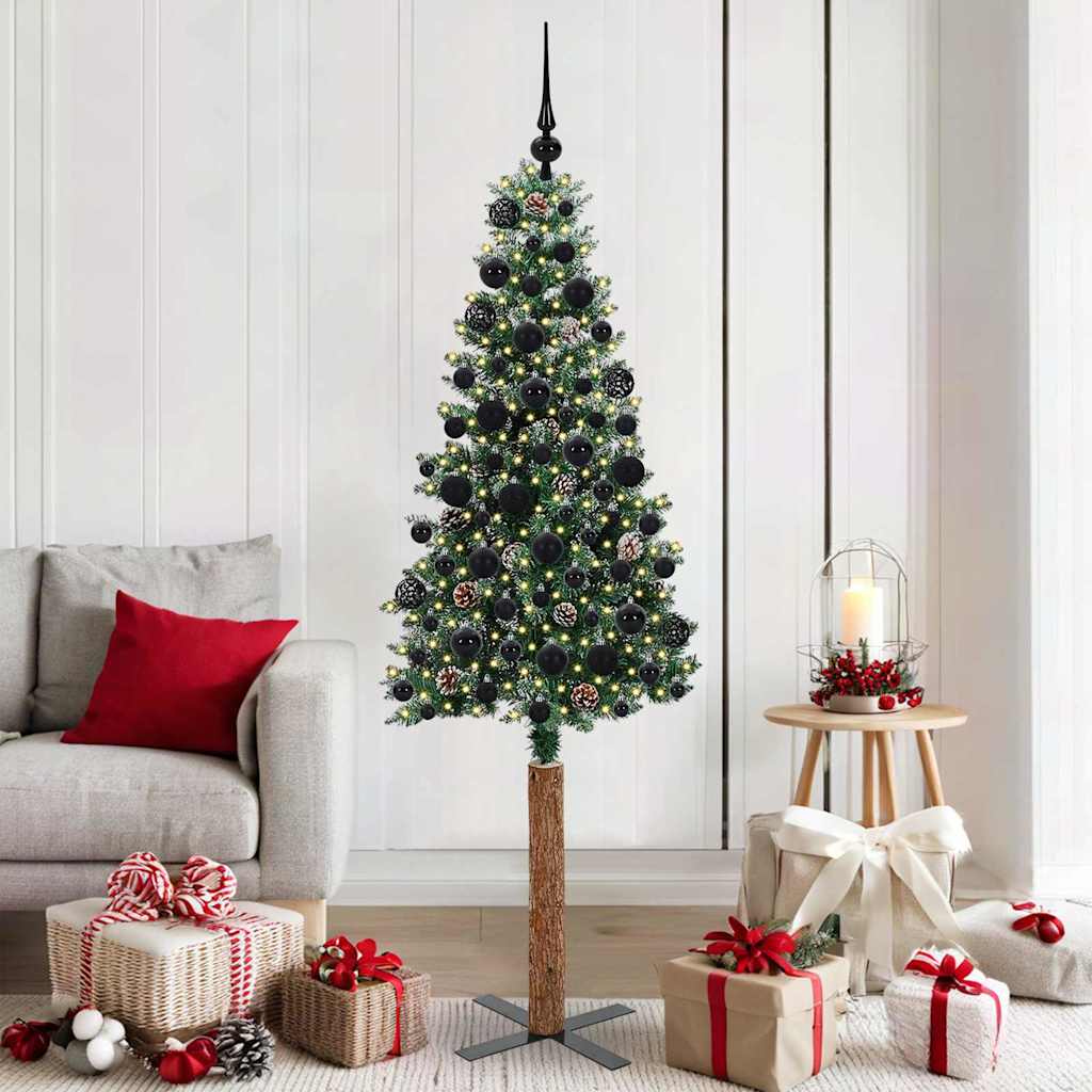 JUNG Vida Schlanker Weihnachtsbaum mit 300 LEDs mit Ständer Grün 180 cm