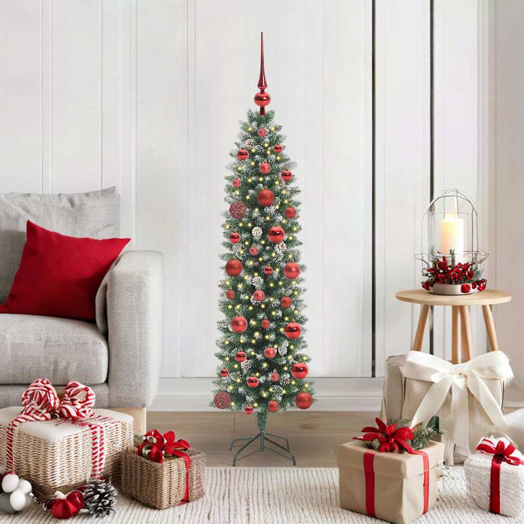 JUNG Vida Künstlicher schlanker Weihnachtsbaum Grün und Weiß 120 cm