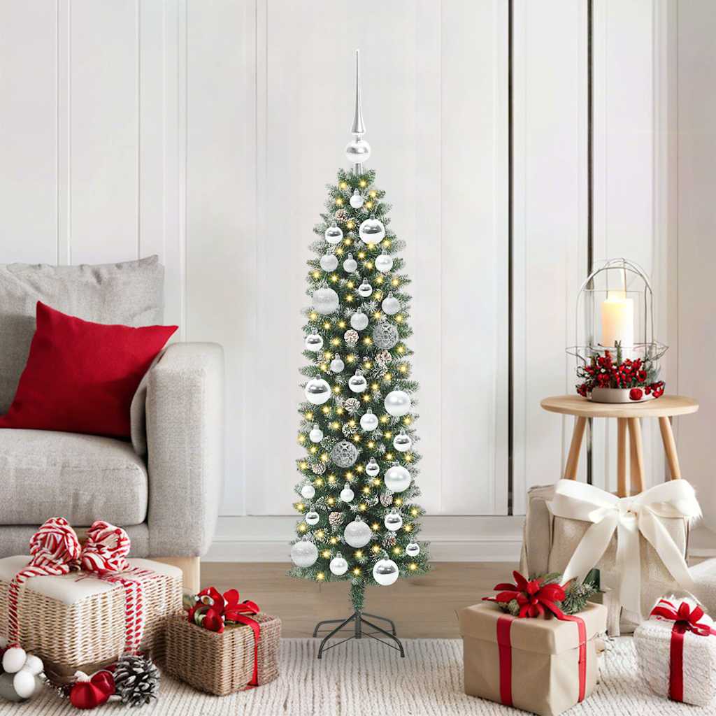 JUNG Vida Künstlicher schlanker Weihnachtsbaum Grün und Weiß 120 cm