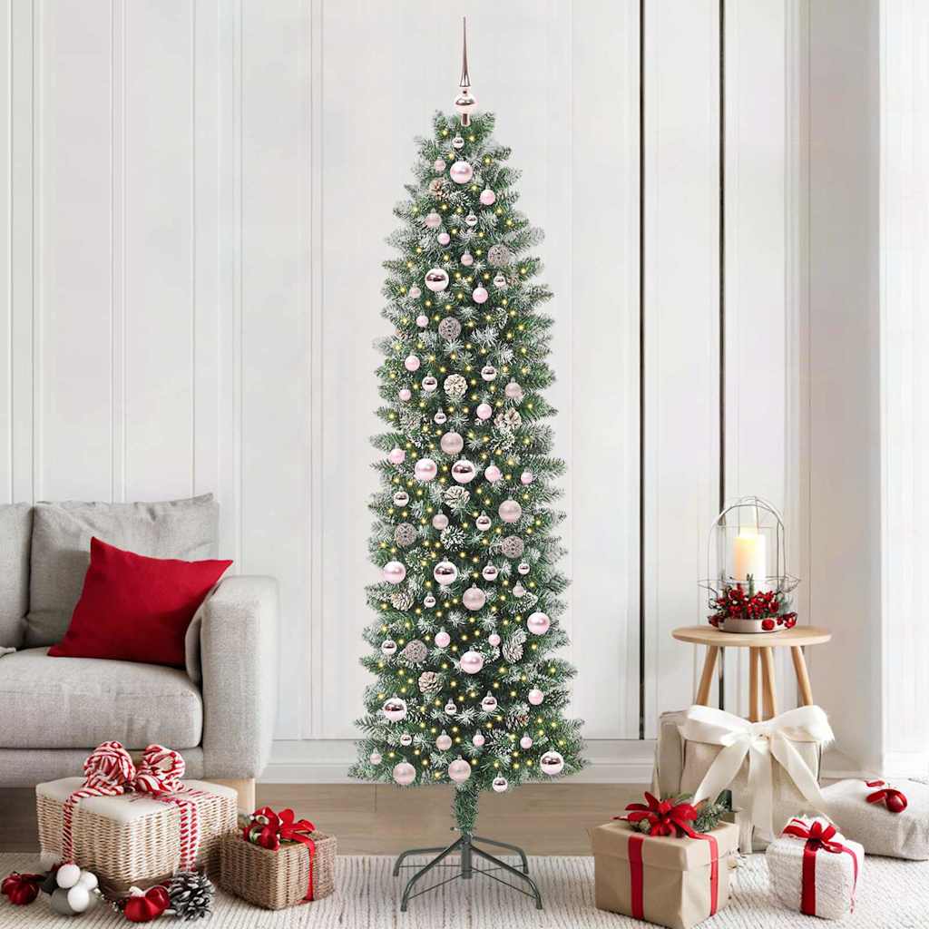 JUNG Vida Künstlicher schlanker Weihnachtsbaum Grün und Weiß 210 cm