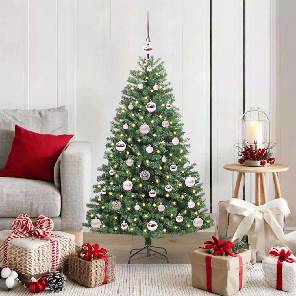 JUNG Vida Künstlicher klappbarer Weihnachtsbaum mit 150 LEDs Grün 120 cm