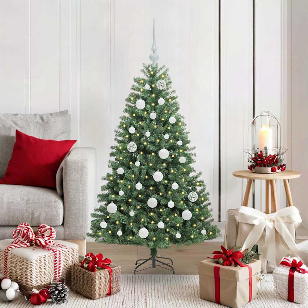JUNG Vida Künstlicher klappbarer Weihnachtsbaum mit 150 LEDs Grün 120 cm
