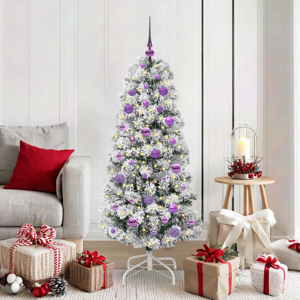 JUNG Vida Künstlicher klappbarer Weihnachtsbaum Grün und Weiß 150 cm