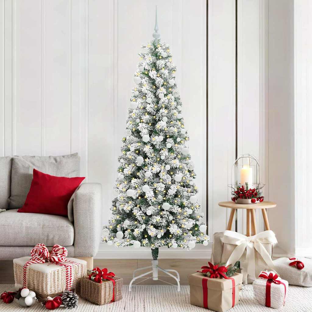 JUNG Vida Künstlicher klappbarer Weihnachtsbaum Grün und Weiß 180 cm