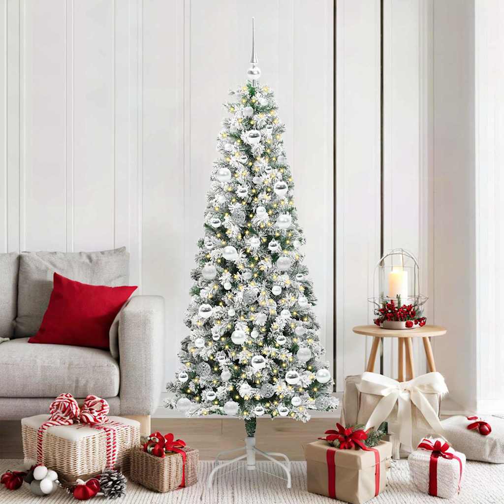JUNG Vida Künstlicher klappbarer Weihnachtsbaum Grün und Weiß 180 cm