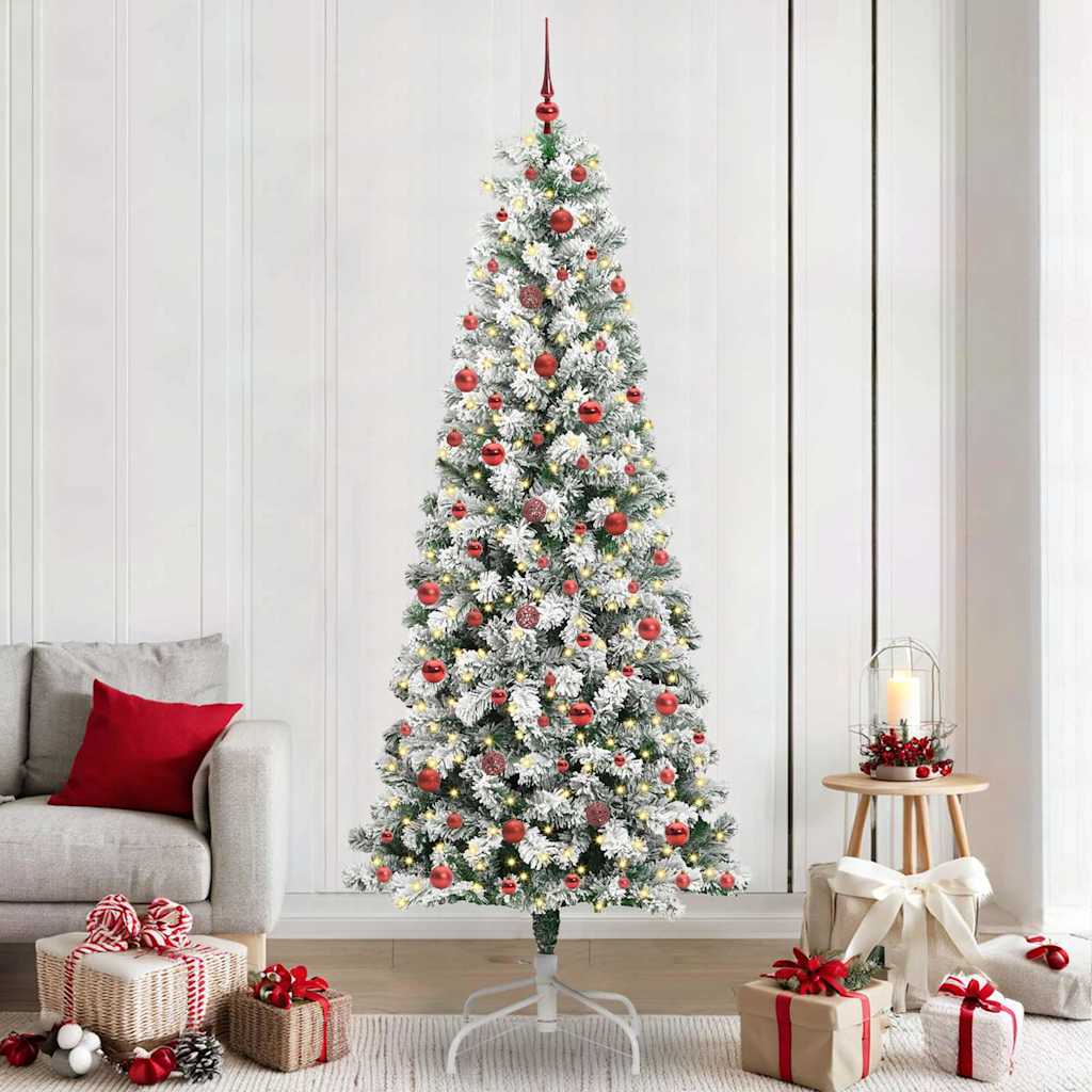 JUNG Vida Künstlicher klappbarer Weihnachtsbaum Grün und Weiß 240 cm