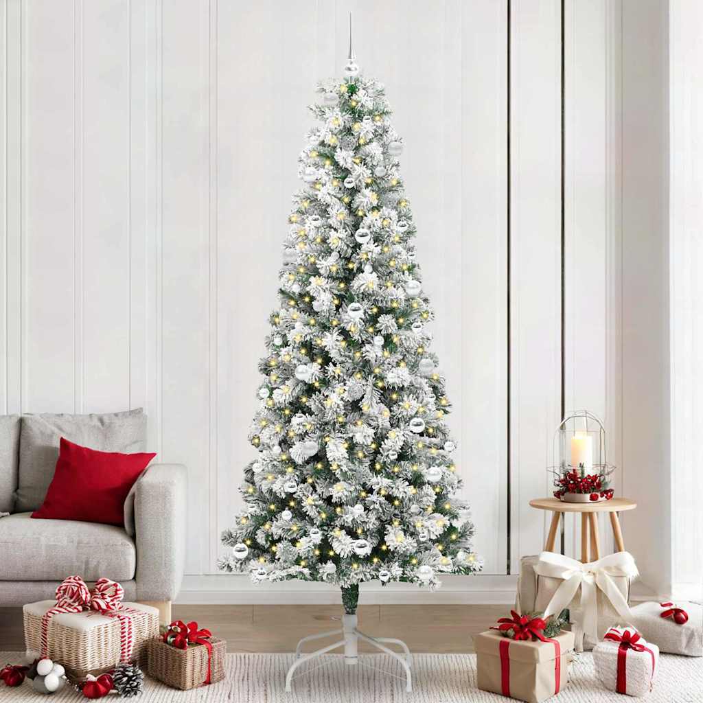 JUNG Vida Künstlicher klappbarer Weihnachtsbaum Grün und Weiß 240 cm