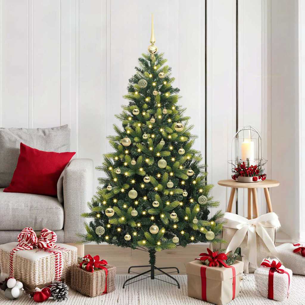 JUNG Vida Künstlicher geflammter Weihnachtsbaum 150 LEDs Grün 150 cm