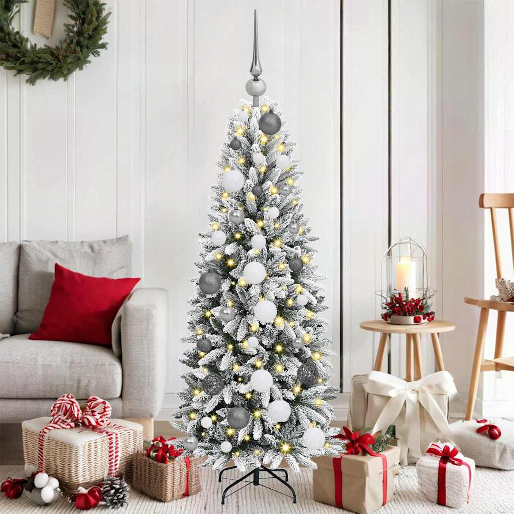 JUNG Vida Künstlicher Weihnachtsbaum mit 150 LEDs mit Ständer Weiß 120 cm