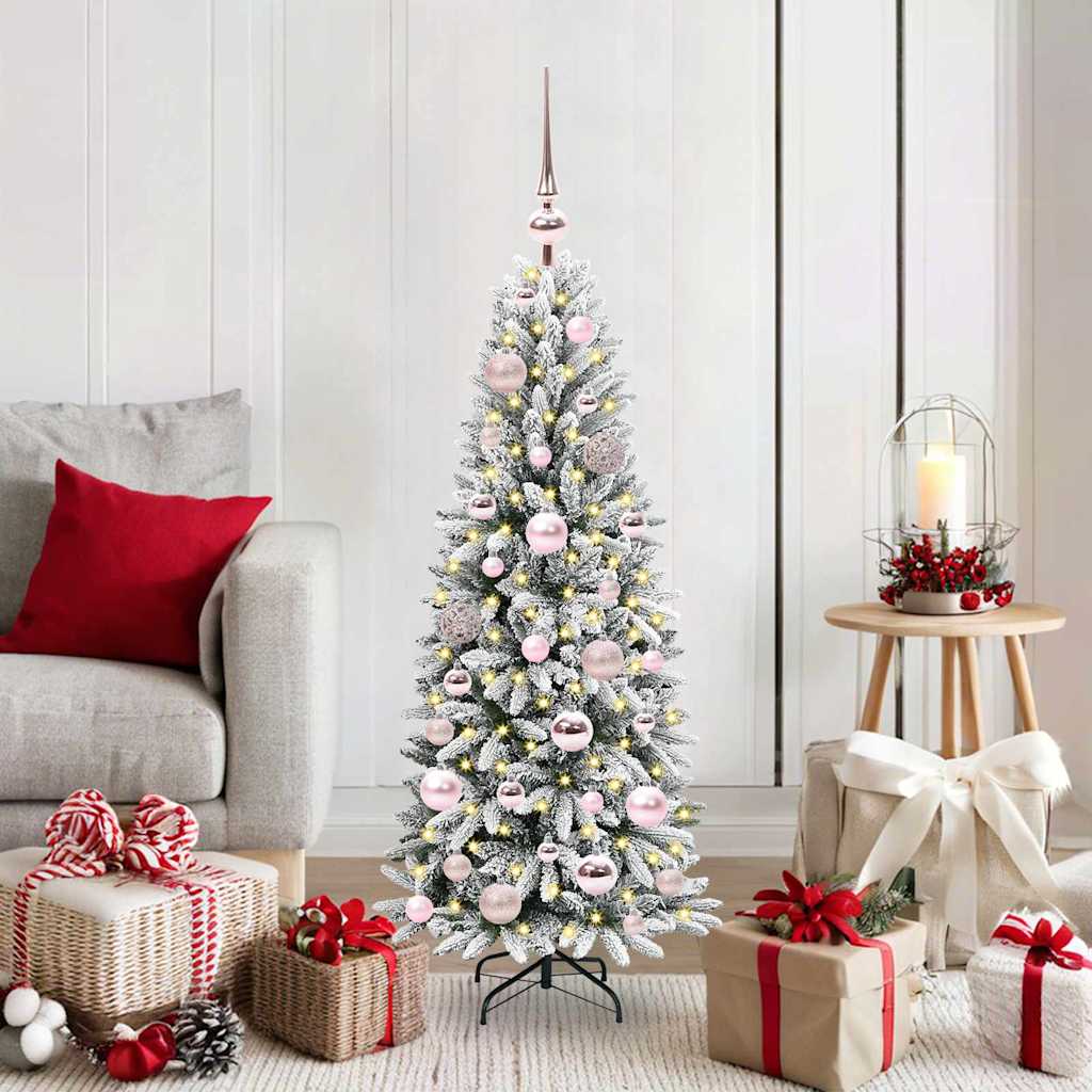 JUNG Vida Künstlicher Weihnachtsbaum mit 150 LEDs mit Ständer Weiß 120 cm
