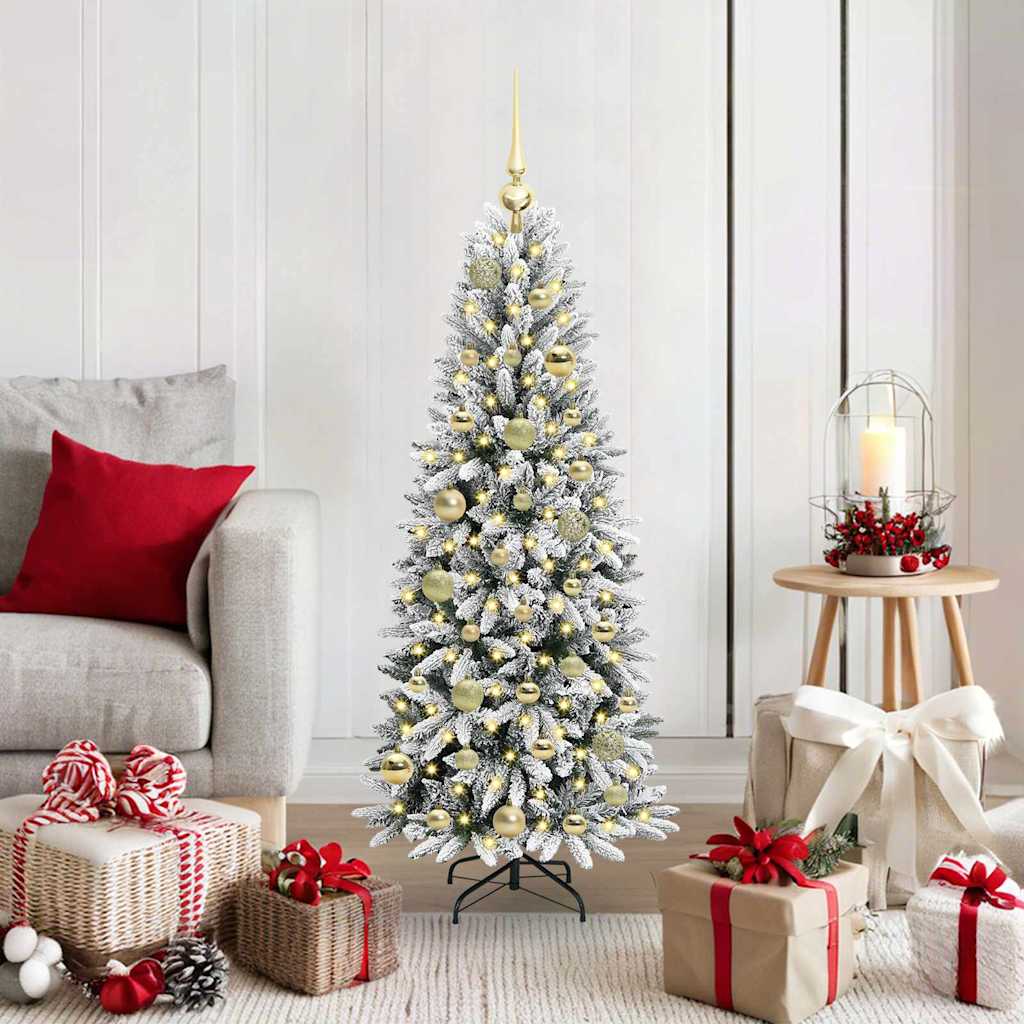 JUNG Vida Künstlicher Weihnachtsbaum mit 150 LEDs mit Ständer Weiß 120 cm