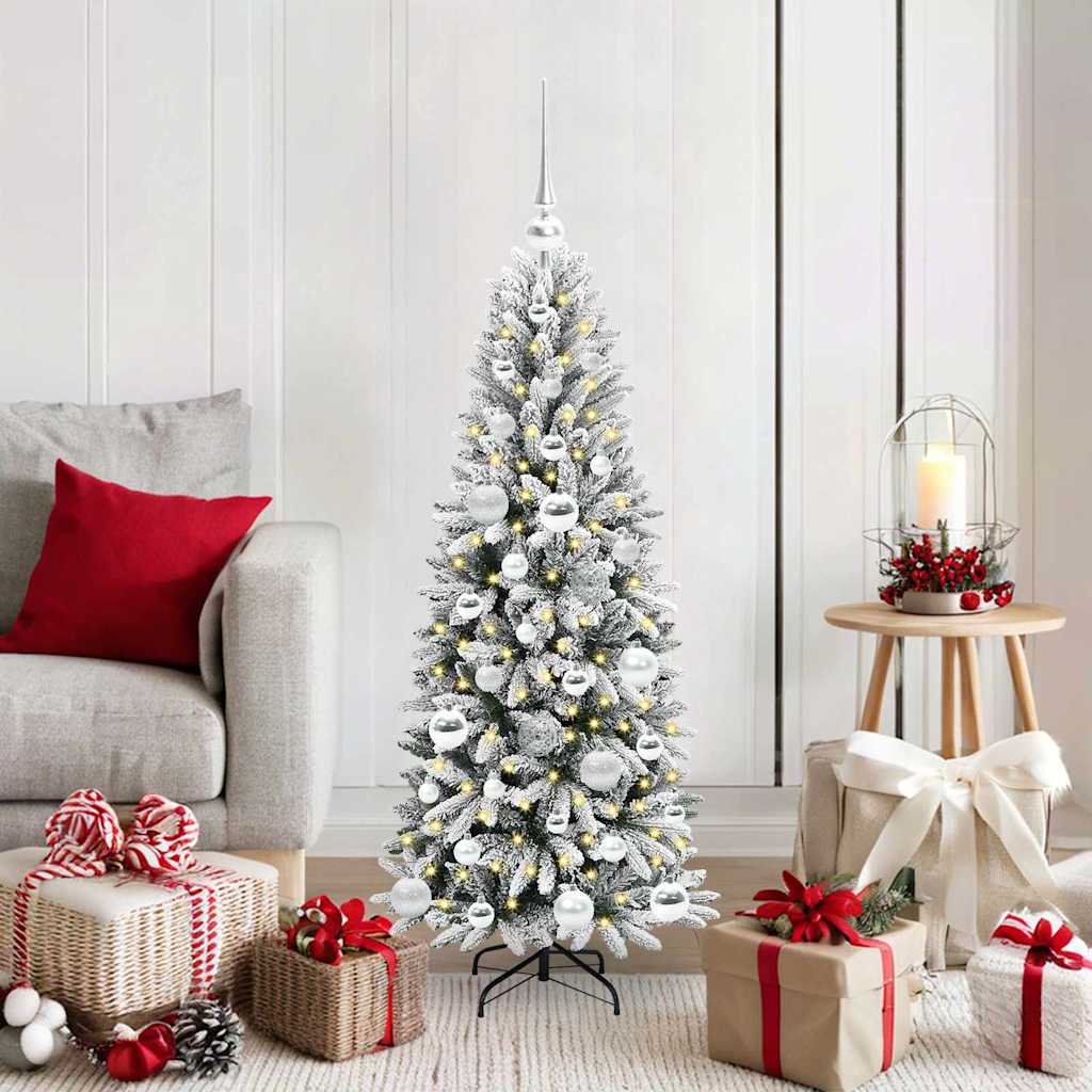 JUNG Vida Künstlicher Weihnachtsbaum mit 150 LEDs mit Ständer Weiß 120 cm