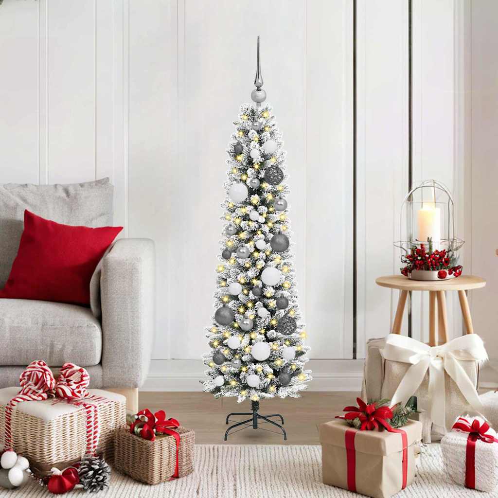 JUNG Vida Künstlicher Weihnachtsbaum mit 150 LEDs mit Ständer Weiß 120 cm