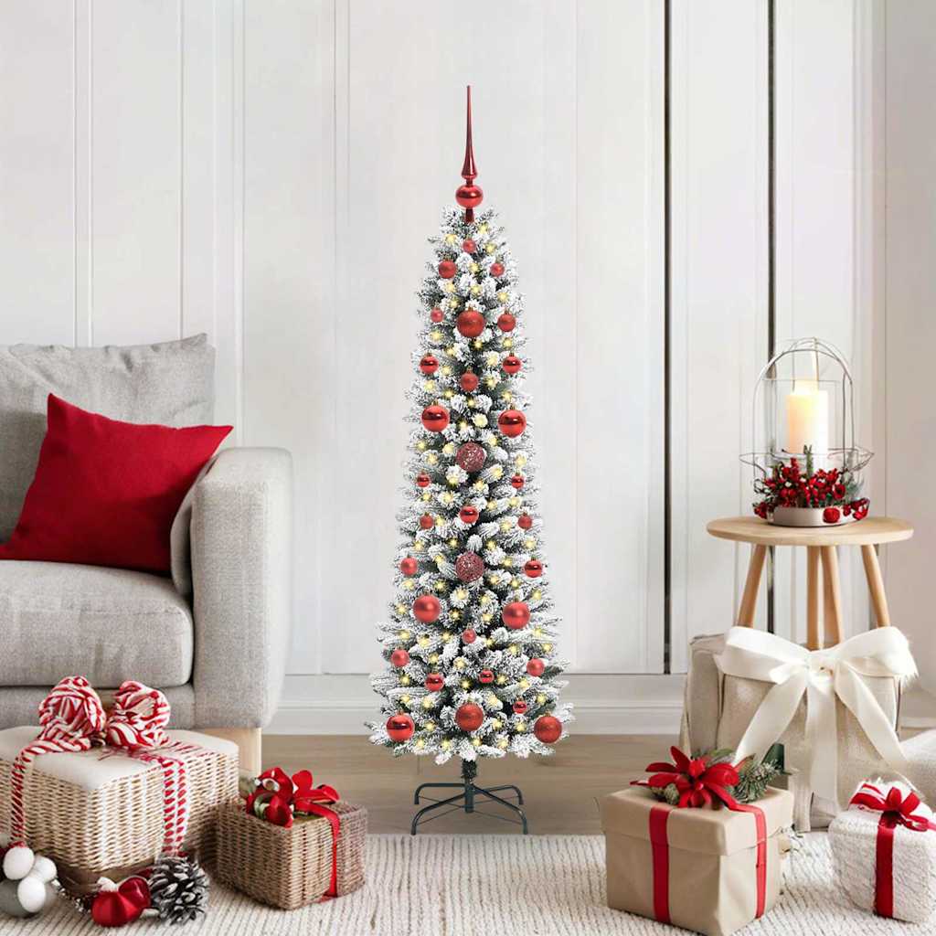 JUNG Vida Künstlicher Weihnachtsbaum mit 150 LEDs mit Ständer Weiß 120 cm