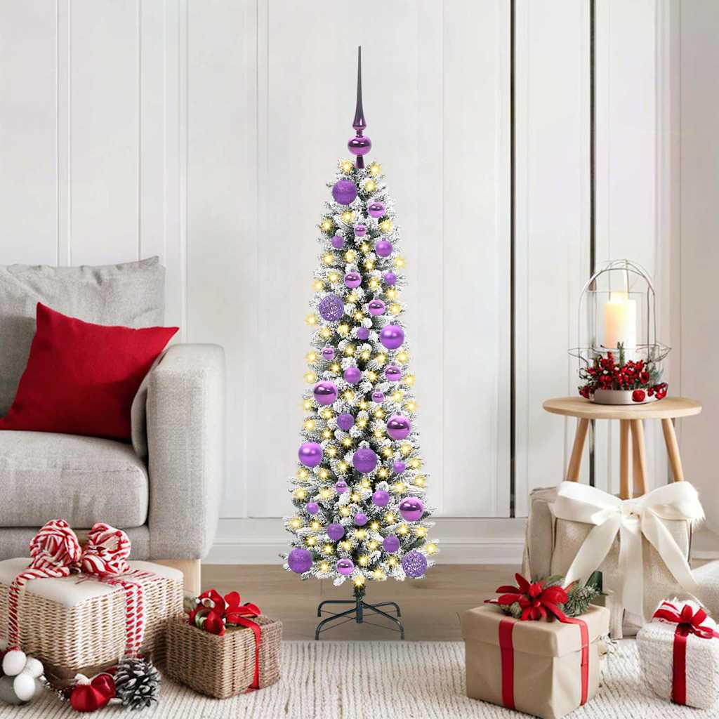 JUNG Vida Künstlicher Weihnachtsbaum mit 150 LEDs mit Ständer Weiß 120 cm