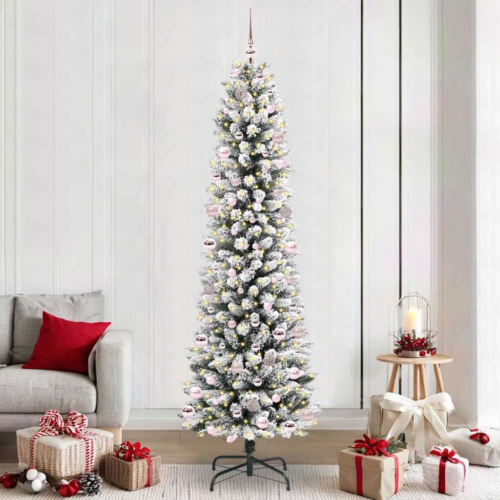 JUNG Vida Künstlicher Weihnachtsbaum mit 300 LEDs mit Ständer Weiß 240 cm
