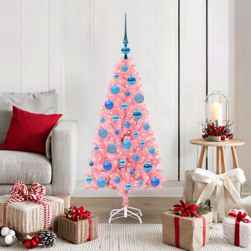 JUNG Vida Weihnachtsbaum mit 150 LEDs mit Ständer Rosa 120 cm PVC