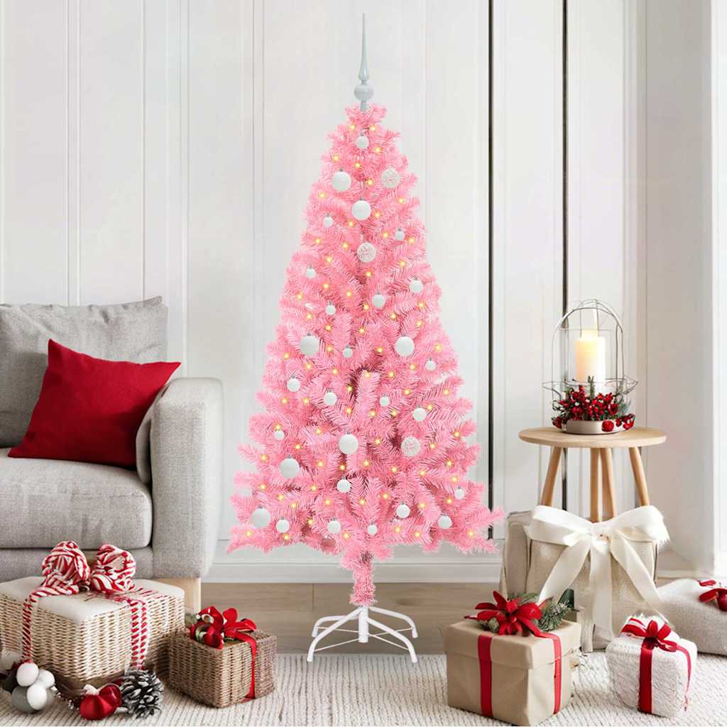 JUNG Vida Weihnachtsbaum mit 150 LEDs mit Ständer Rosa 150 cm PVC