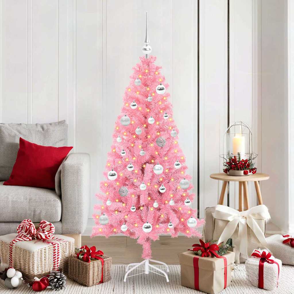 JUNG Vida Weihnachtsbaum mit 150 LEDs mit Ständer Rosa 150 cm PVC