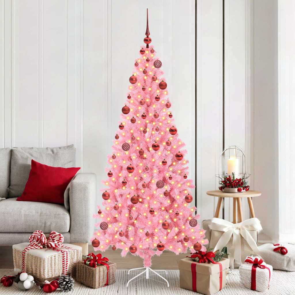 JUNG Vida Weihnachtsbaum mit 300 LEDs mit Ständer Rosa 180 cm PVC