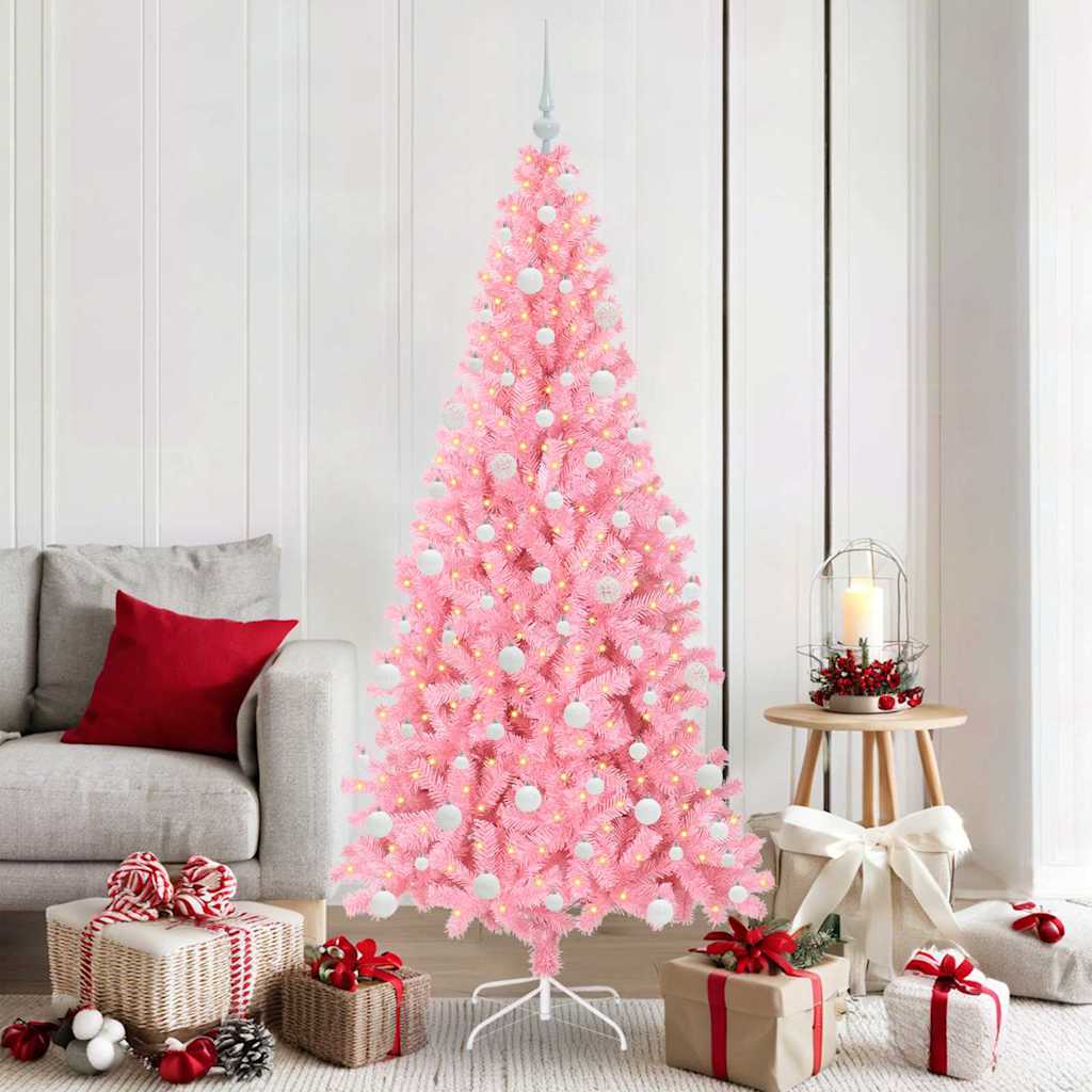 JUNG Vida Weihnachtsbaum mit 300 LEDs mit Ständer Rosa 180 cm PVC