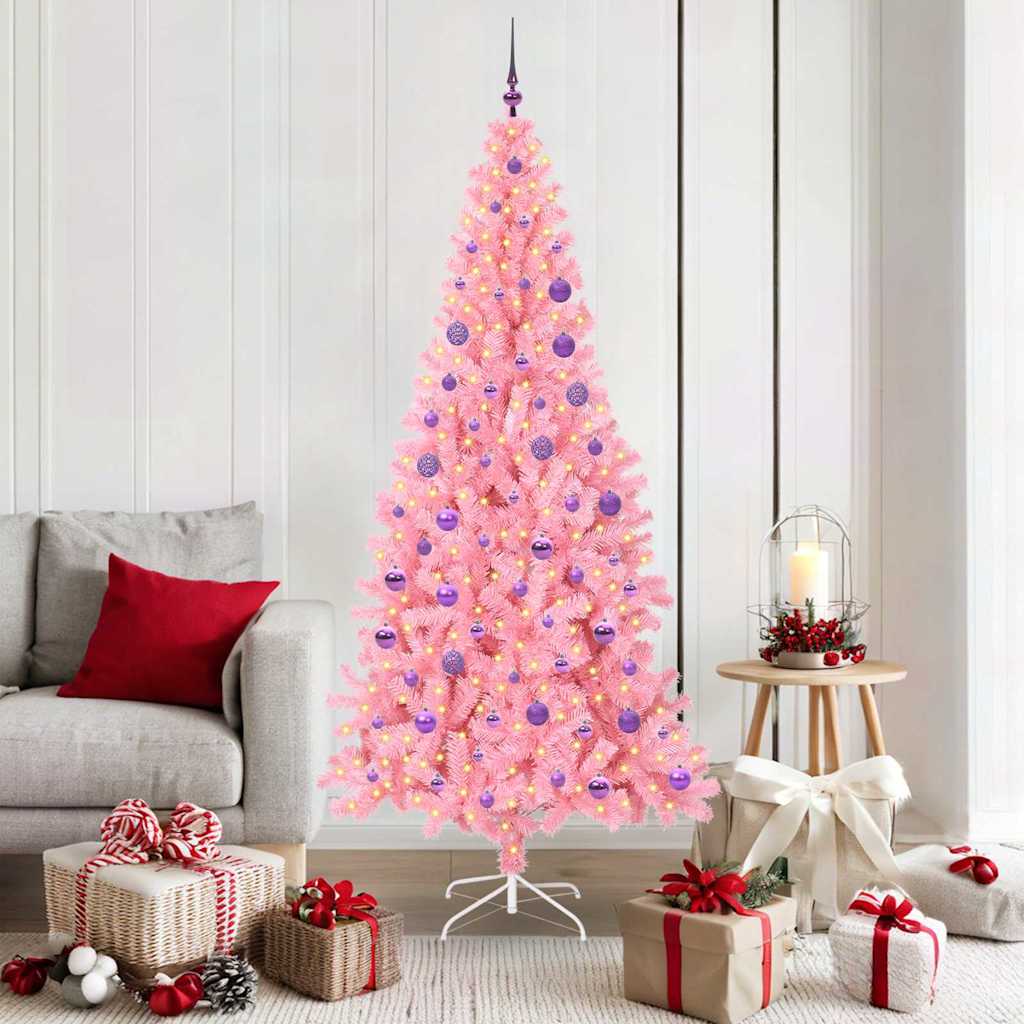 JUNG Vida Weihnachtsbaum mit 300 LEDs mit Ständer Rosa 180 cm PVC