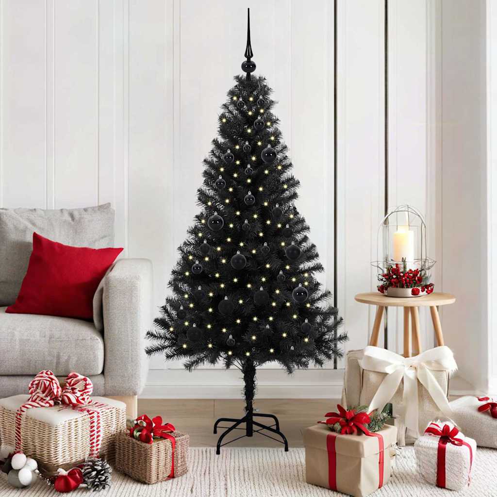 JUNG Vida Weihnachtsbaum mit 150 LEDs mit Ständer Schwarz 150 cm PVC