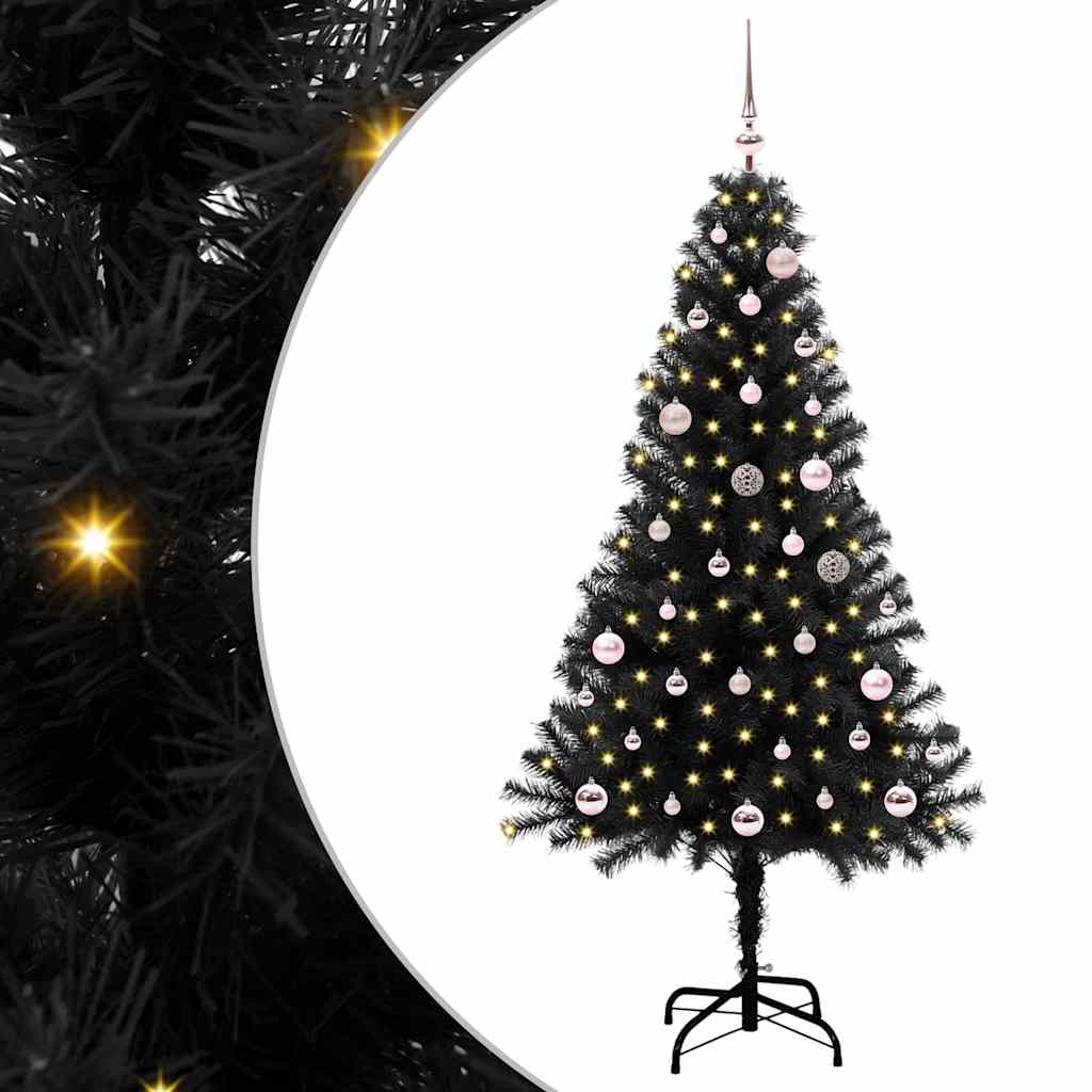 JUNG Vida Weihnachtsbaum mit 150 LEDs mit Ständer Schwarz 150 cm PVC