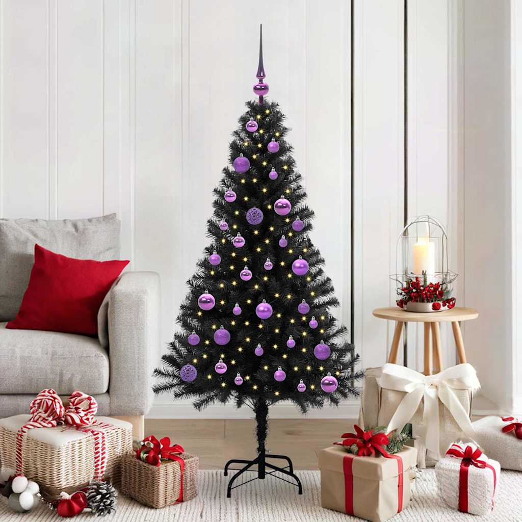 JUNG Vida Weihnachtsbaum mit 150 LEDs mit Ständer Schwarz 150 cm PVC
