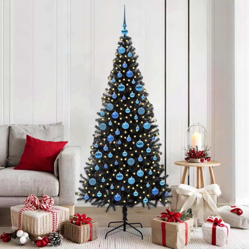 JUNG Vida Weihnachtsbaum mit 300 LEDs mit Ständer Schwarz 180 cm PVC