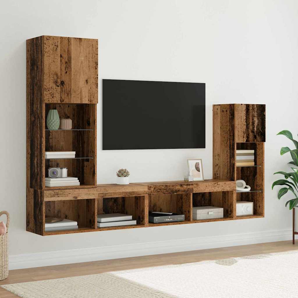 JUNG Vida TV-Wandgeräte mit LED-Lichtleisten 4 pcs Altholz Holzwerkstoff
