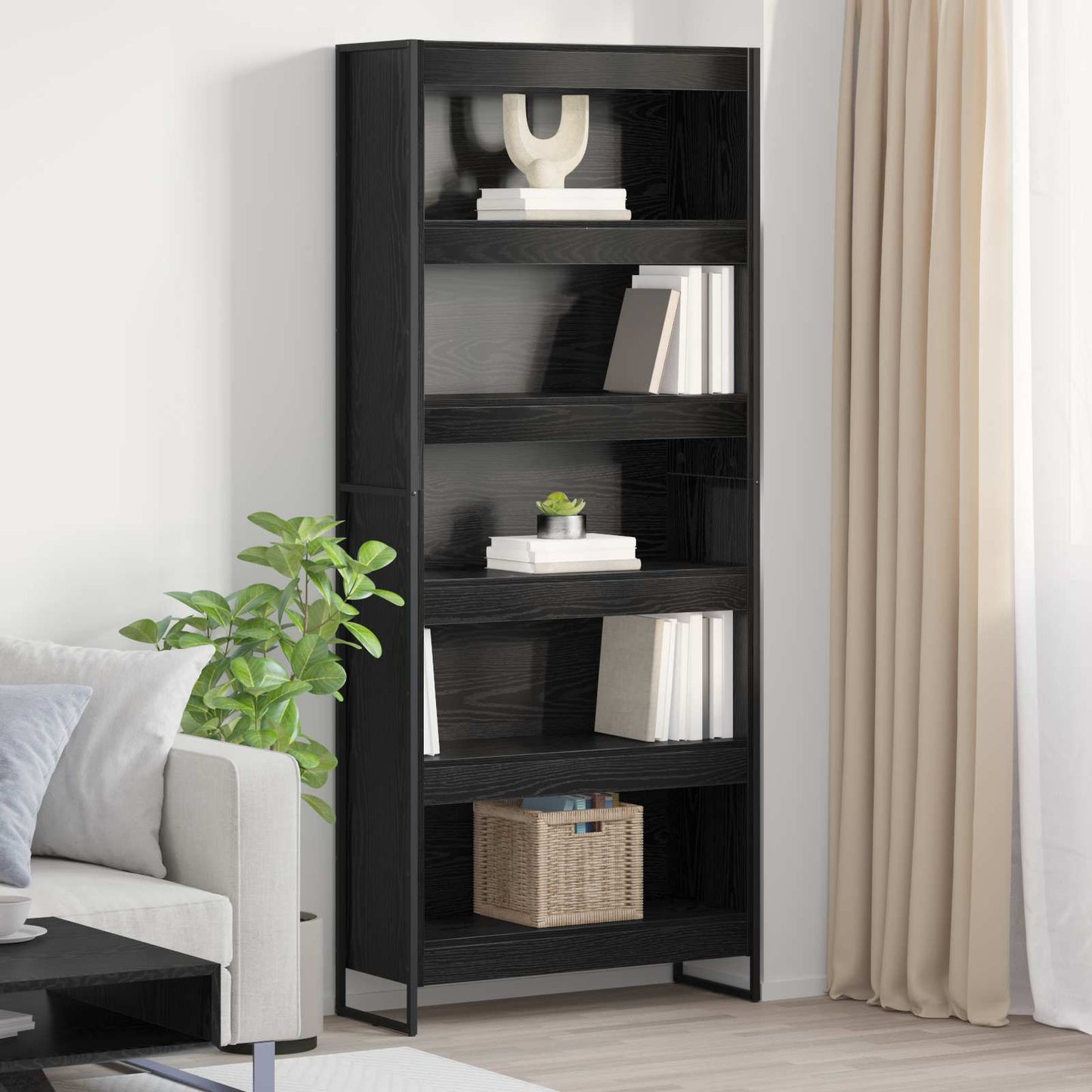 JUNG Vida Bücherregal 2 pcs Schwarz Eichen-Optik 80 x 30 x 155 cm