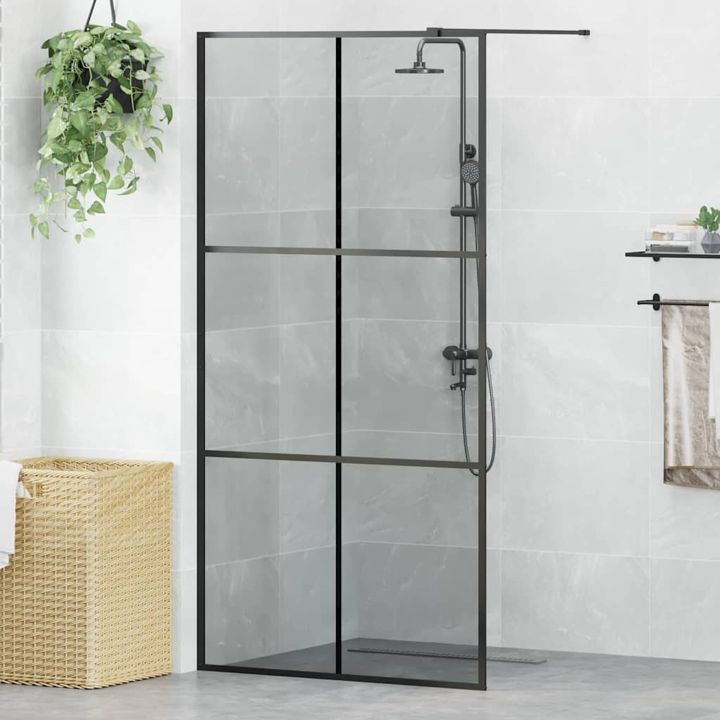 JUNG Vida Walk-in Duschwand Schwarz 100 x 195 cm Gehärtetes Glas