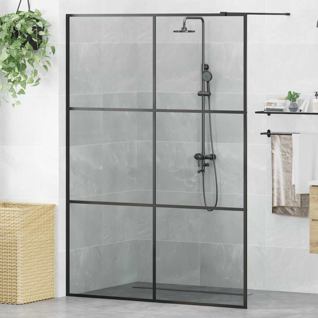 JUNG Vida Walk-in Duschwand Schwarz 140 x 195 cm Gehärtetes Glas
