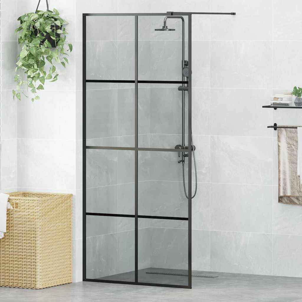 JUNG Vida Walk-in Duschwand Schwarz 90 x 195 cm Gehärtetes Glas