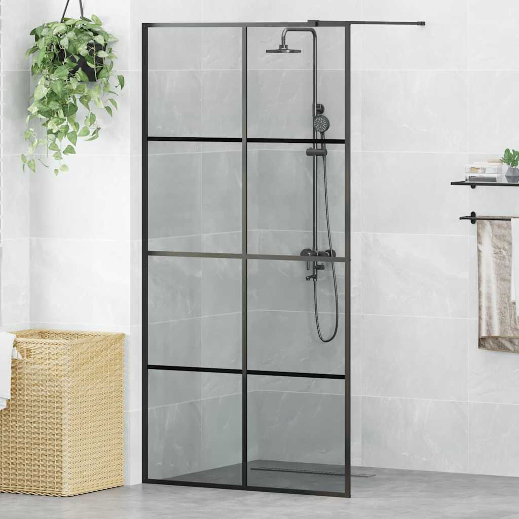 JUNG Vida Walk-in Duschwand Schwarz 100 x 195 cm Gehärtetes Glas