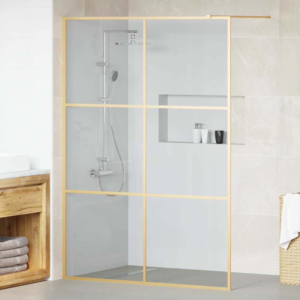 JUNG Vida Walk-in Duschwand Gold 140 x 195 cm Gehärtetes Glas