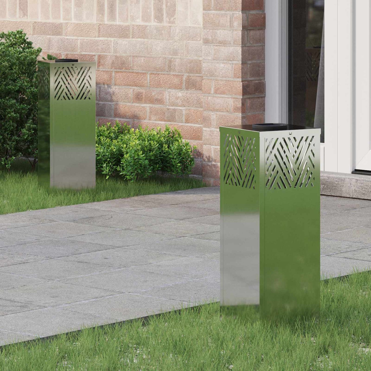 JUNG Vida Solar LED Weg Licht 2 pcs Silber Galvanisiert