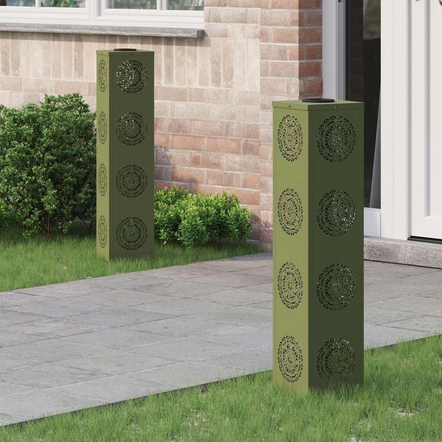 JUNG Vida Solar LED Weg Licht 2 pcs Olive Grün Kalt gewalzter Stahl