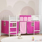 JUNG Vida Kinder Loft Bettgestell mit Vorhängen Weiß und Rosa 80 x 201 cm