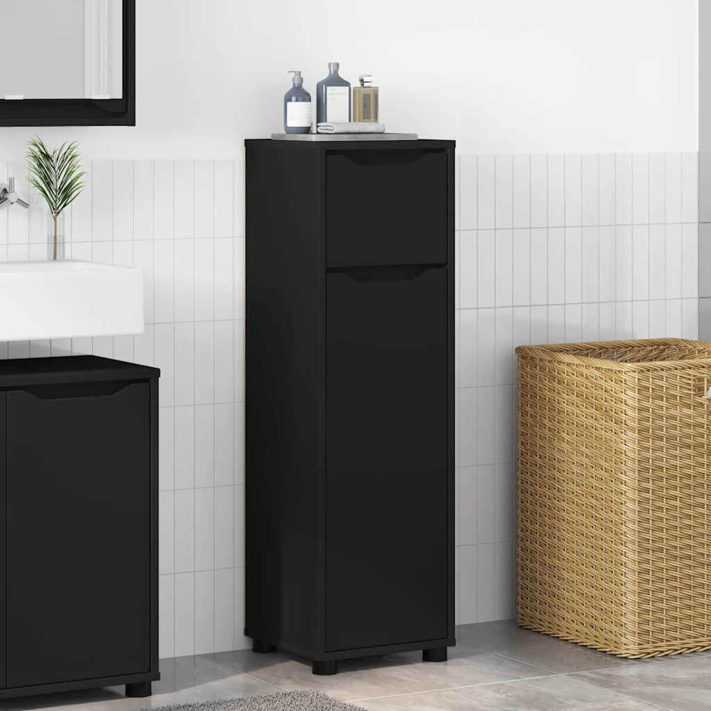 JUNG Vida Badezimmerschrank Schwarz 30,5 x 30 x 101 cm Holzwerkstoff