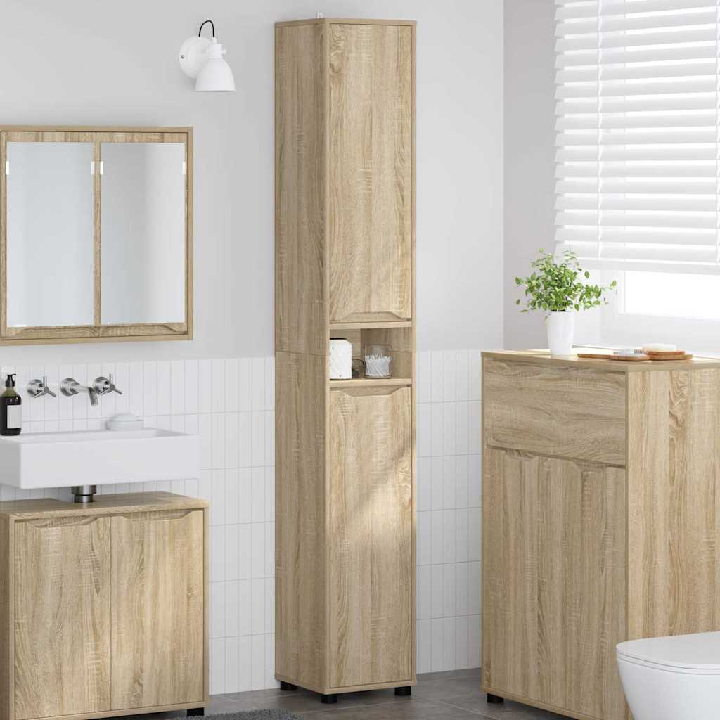 JUNG Vida Badezimmerschrank Sonoma-Eiche 30,5 x 30 x 195 cm Holzwerkstoff